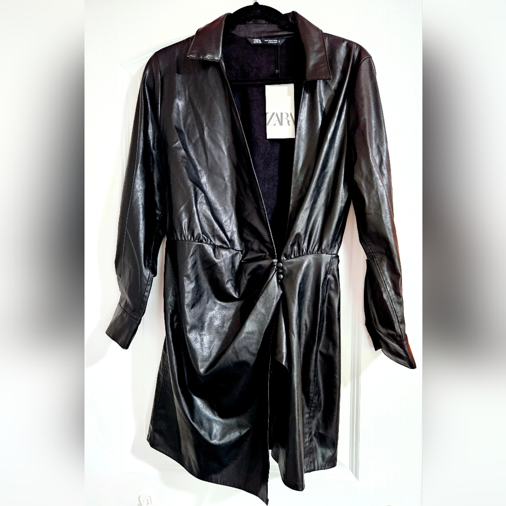 Zara Faux Leather Wrap Jacket